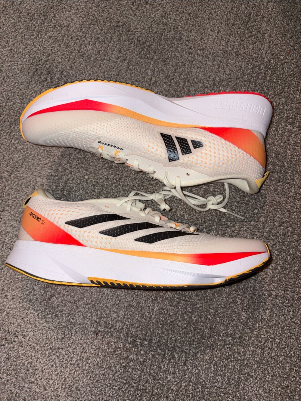adidas Adizero SL Men's Running Shoes - Cream with Red & Orange Accents